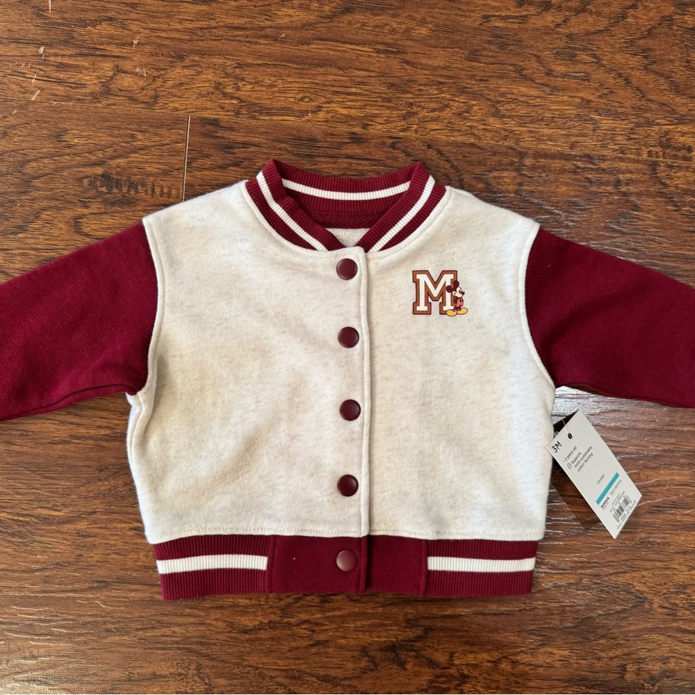 Burgundy and Cream Baby sweater jacket
